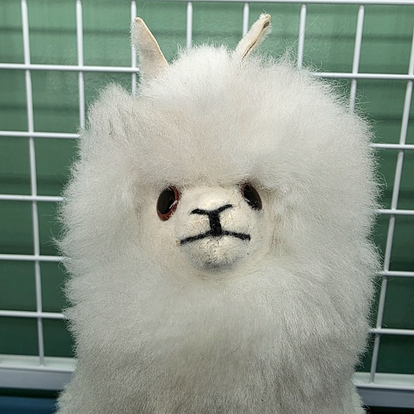 Alpaca Real Fur Plush, White, 14" Tall VERY SOFT Stuffed Animal Llama Figurine - Picture 9 of 9